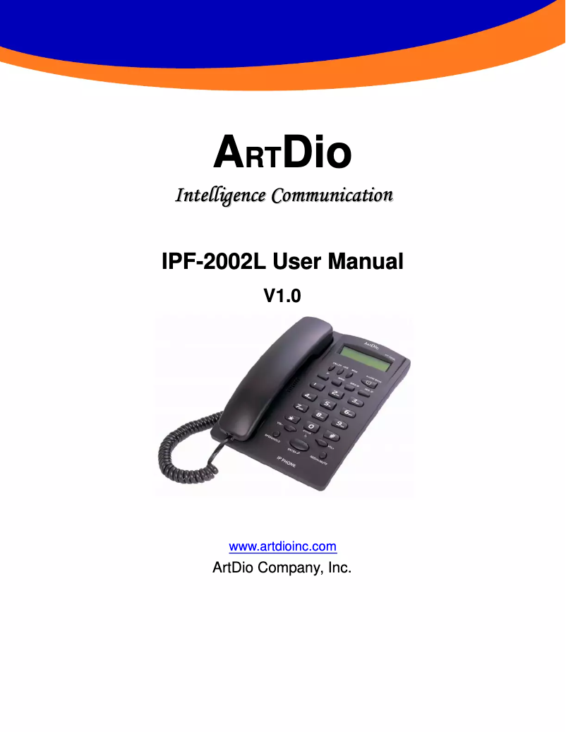 Page n°1 - Manuel utilisateur ArtDio IPF-2002L