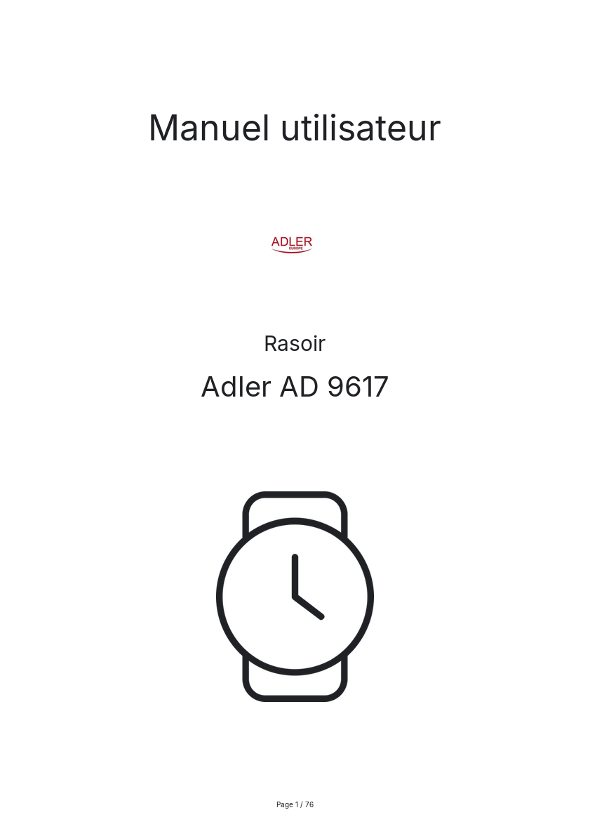 Page n°1 - Manuel utilisateur Adler AD 9617