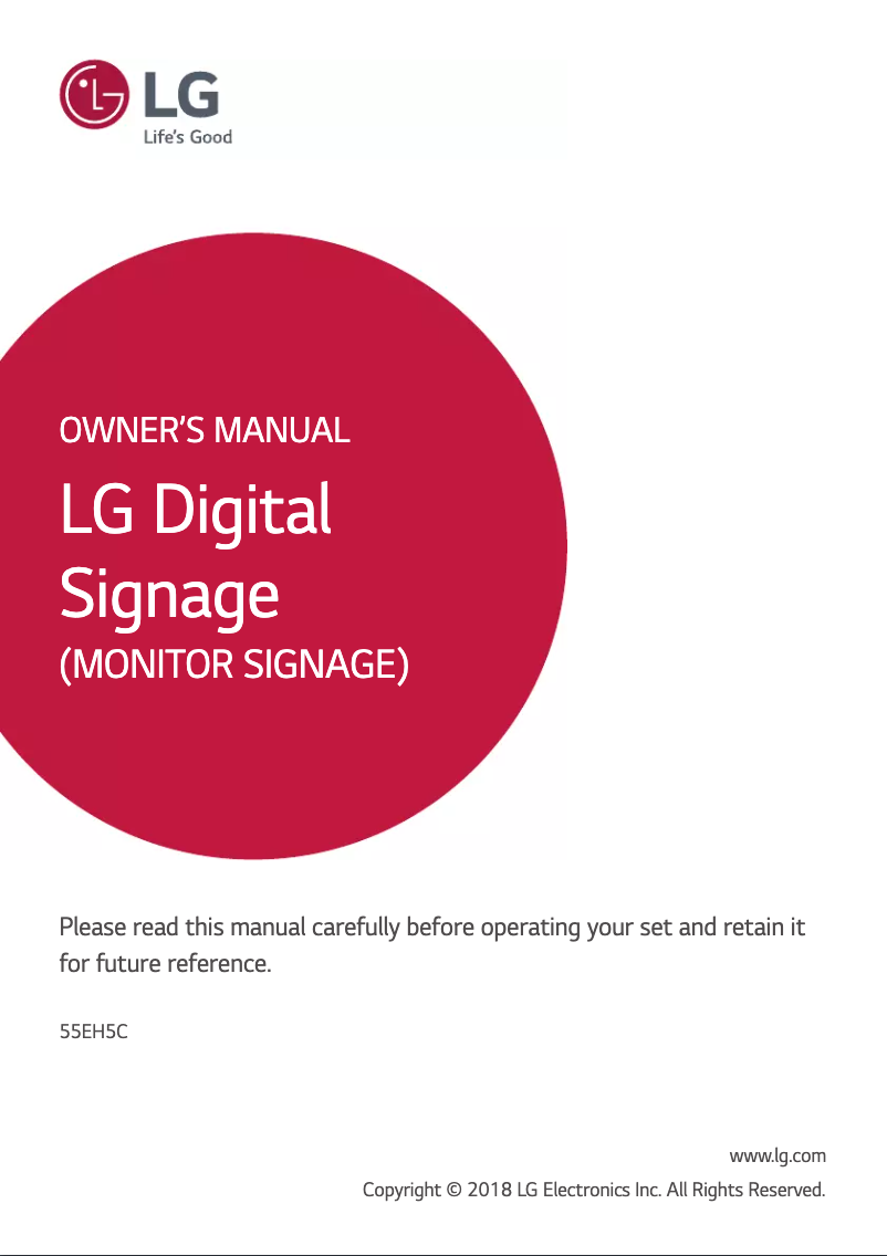 Page n°1 - Manuel utilisateur LG 55EH5CS