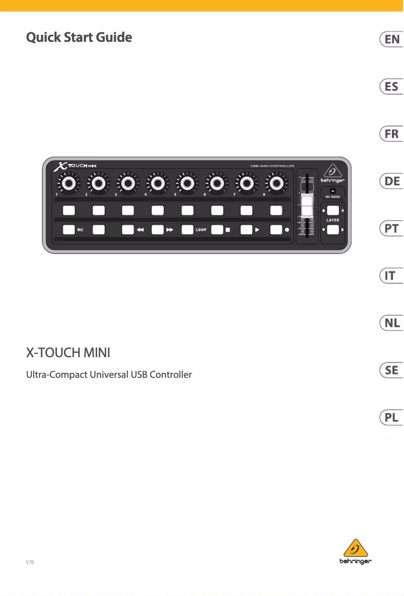 Page n°1 - Guide de démarrage rapide Behringer X-Touch Mini