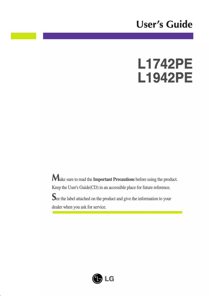 Page 1 of the manual User Manual LG L1942PE