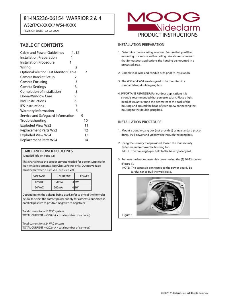 Página 1 del manual Manual de usuario Moog Videolarm WS2C-50NA-X2