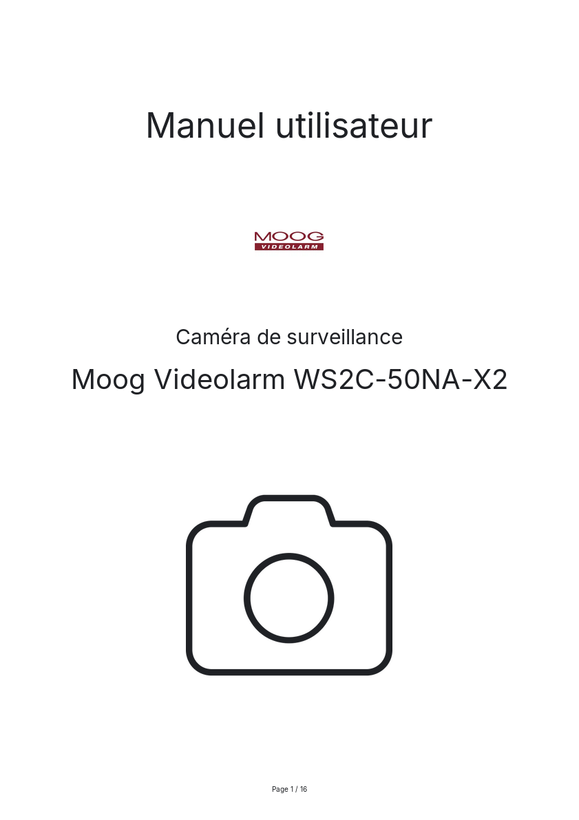 Page n°1 - Manuel utilisateur Moog Videolarm WS2C-50NA-X2