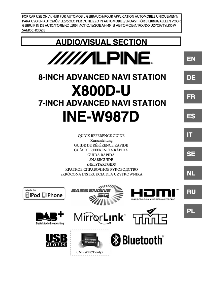 Page 1 de la notice Manuel utilisateur Alpine INE-W987D