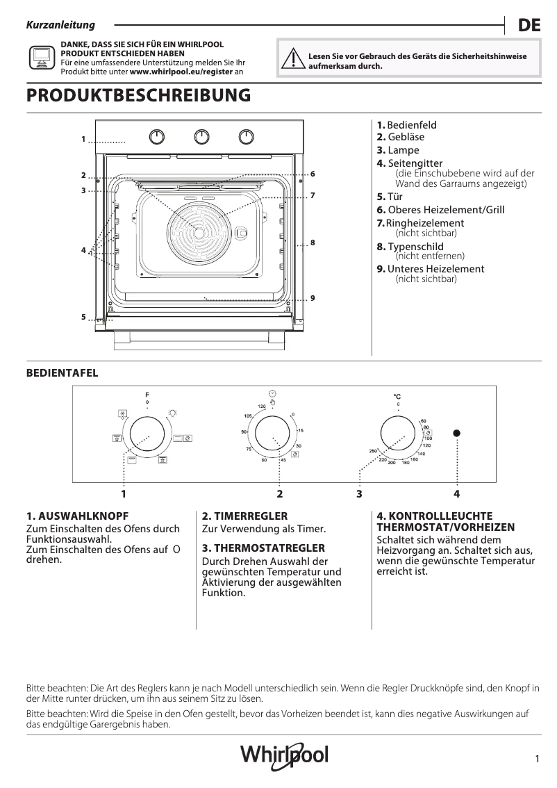 Page 1 de la notice Manuel d'utilisation et d'entretien Whirlpool OMR35HR0B