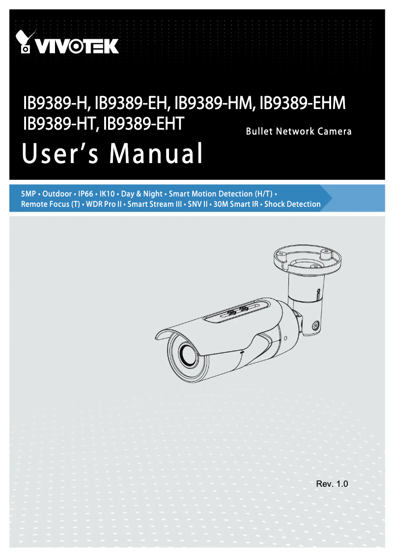 Page 1 de la notice Manuel utilisateur Vivotek IB9389-EHM