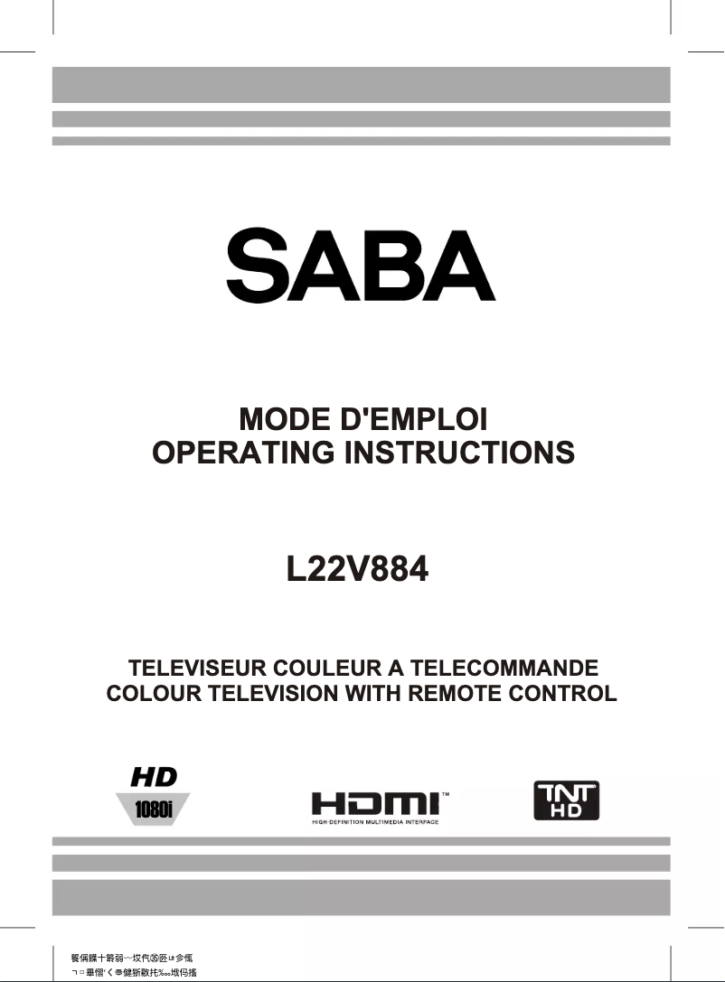 Page n°1 - Manuel utilisateur Saba L22V884