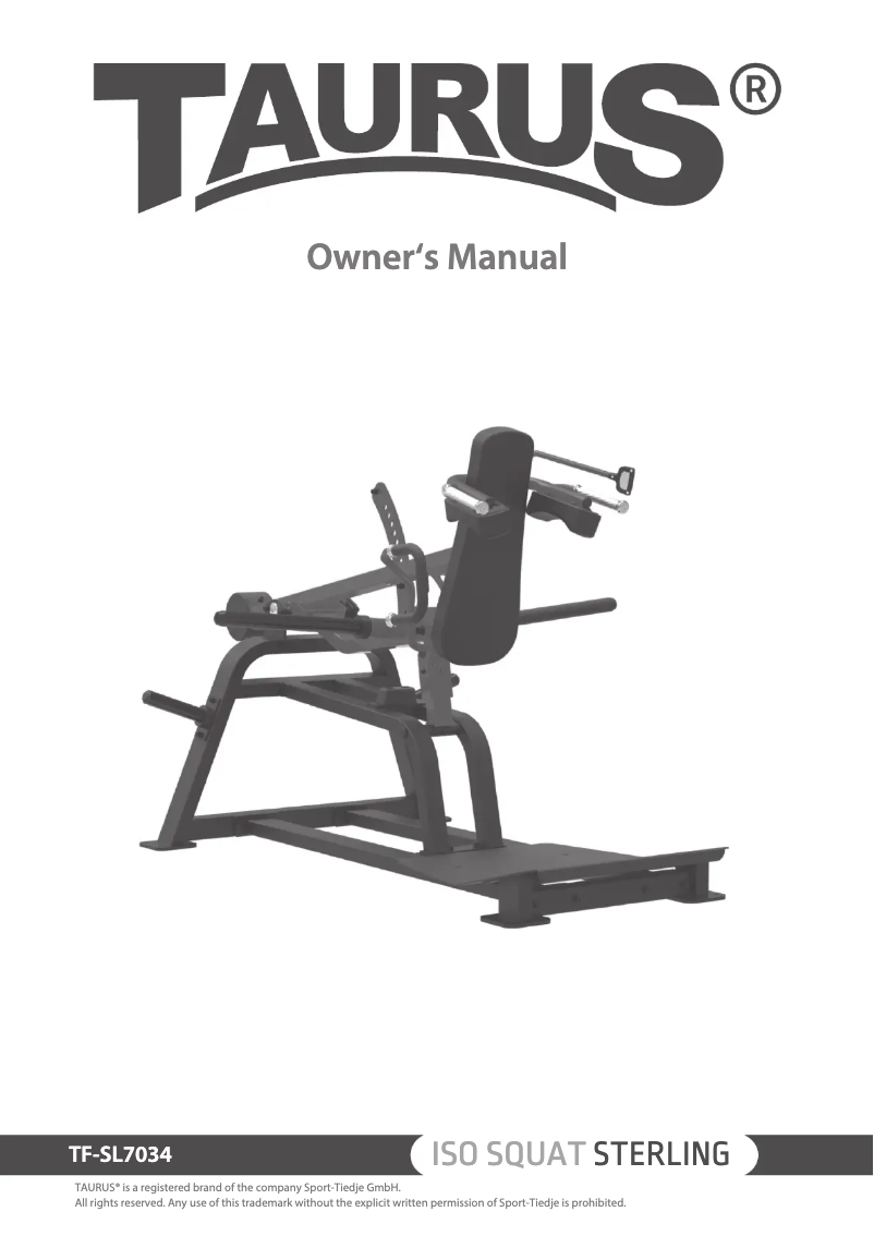 Page n°1 - Manuel utilisateur Taurus V-Squat Sterling