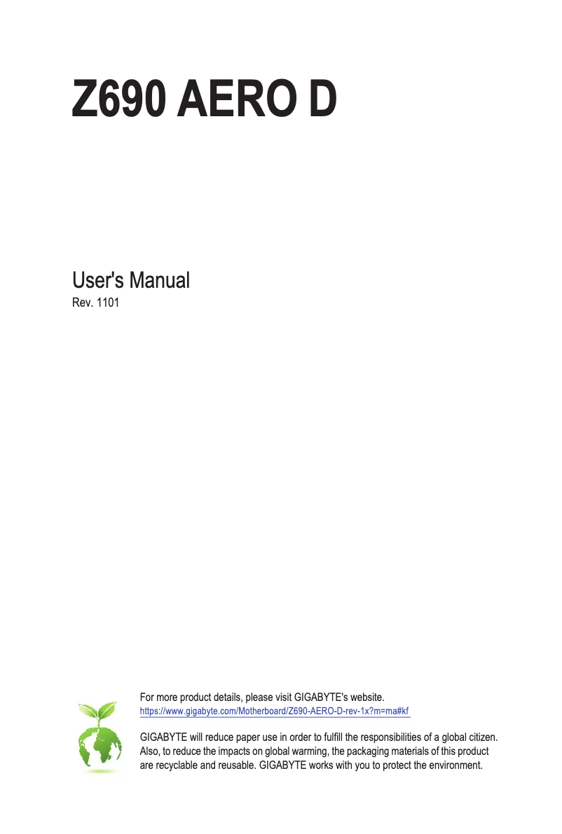 Imagen de la primera página del manual del dispositivo Z690 AERO D