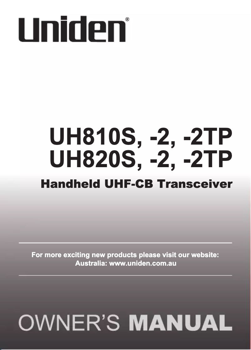 Image de la première page du manuel de l'appareil UH820S-2TP