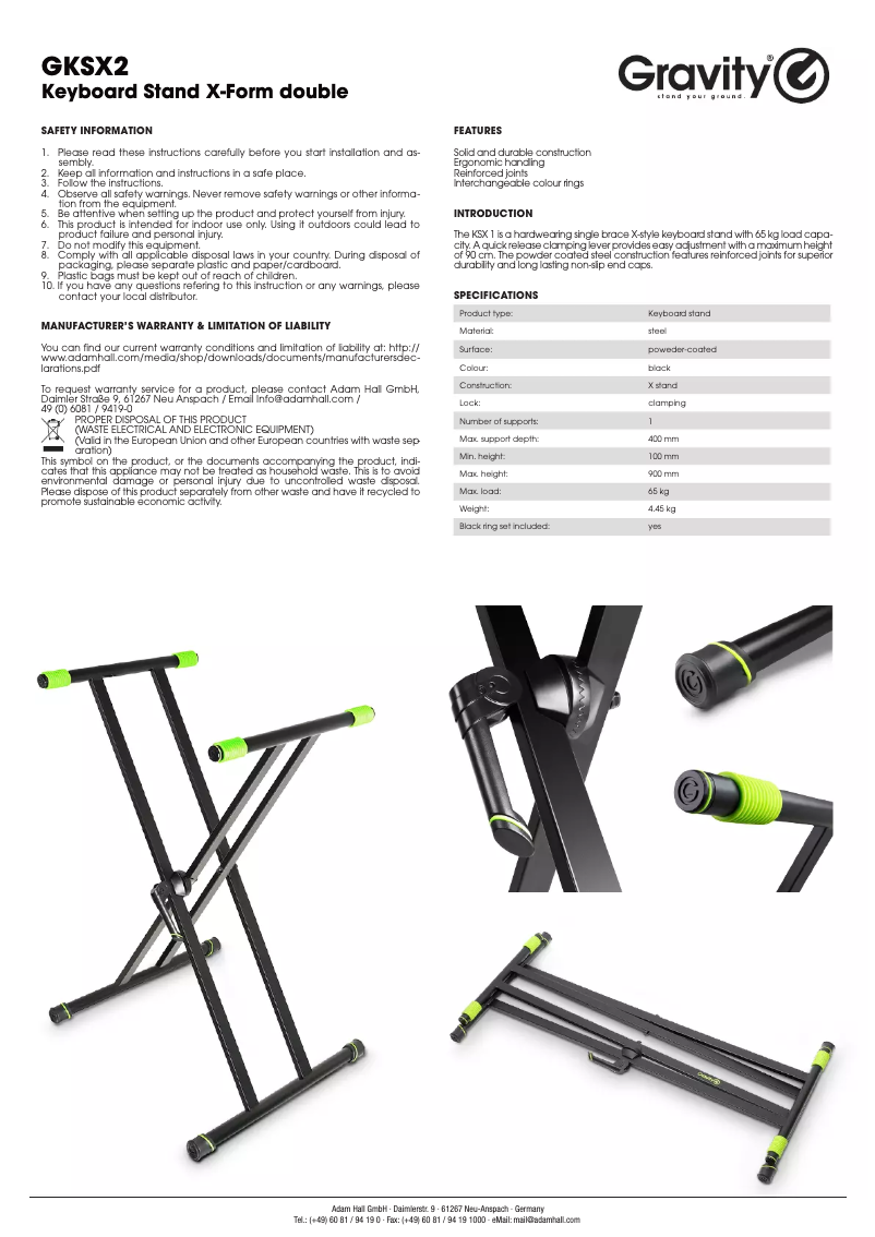 Page 1 de la notice Manuel utilisateur Gravity GKSX2