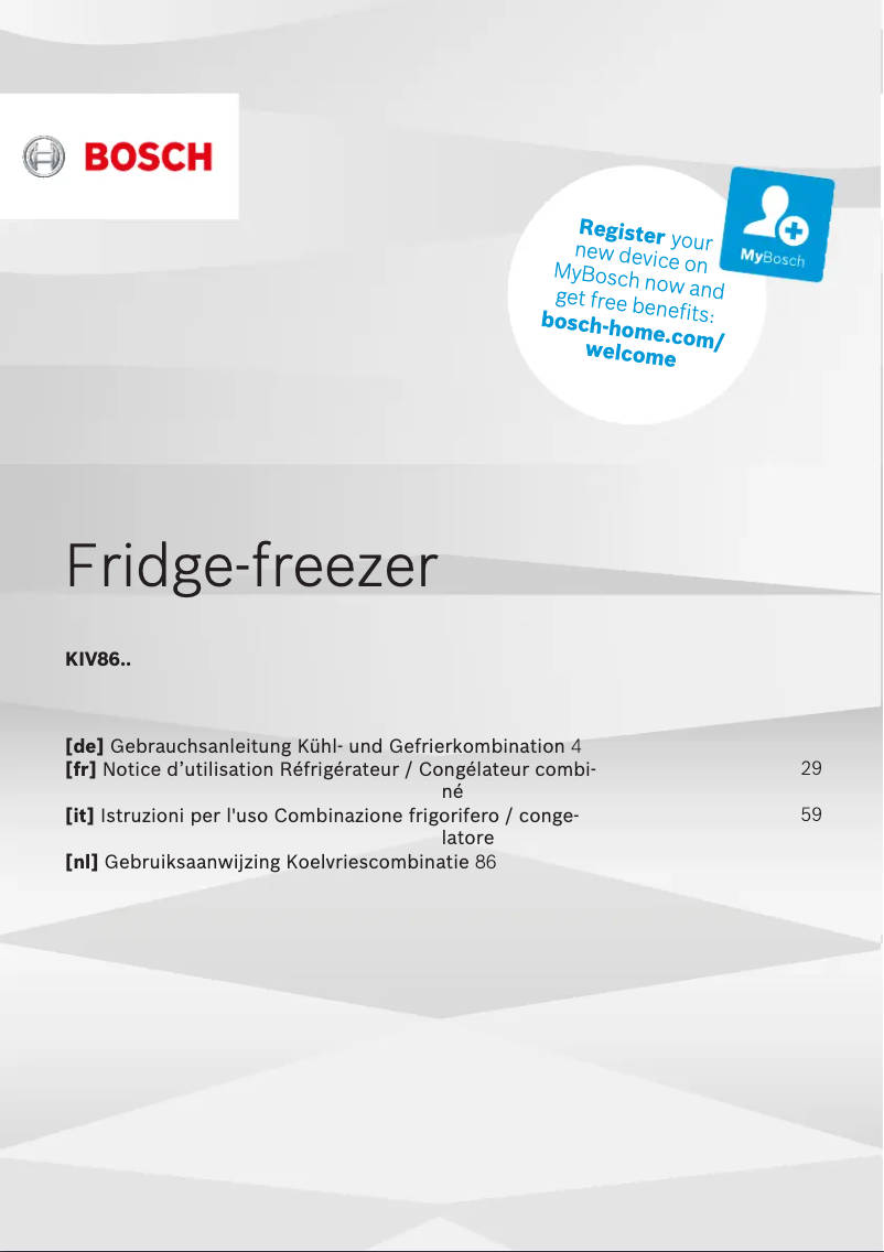 Page n°1 - Manuel utilisateur Bosch KIV86VSF0