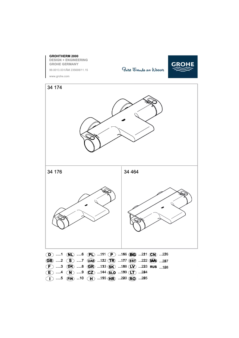 Page 1 de la notice Manuel utilisateur Grohe Grohterm 2000 34464001