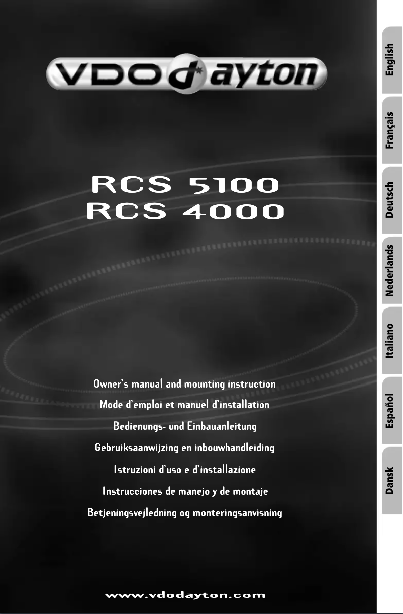 Page n°1 - Manuel utilisateur VDO Dayton RCS 5100