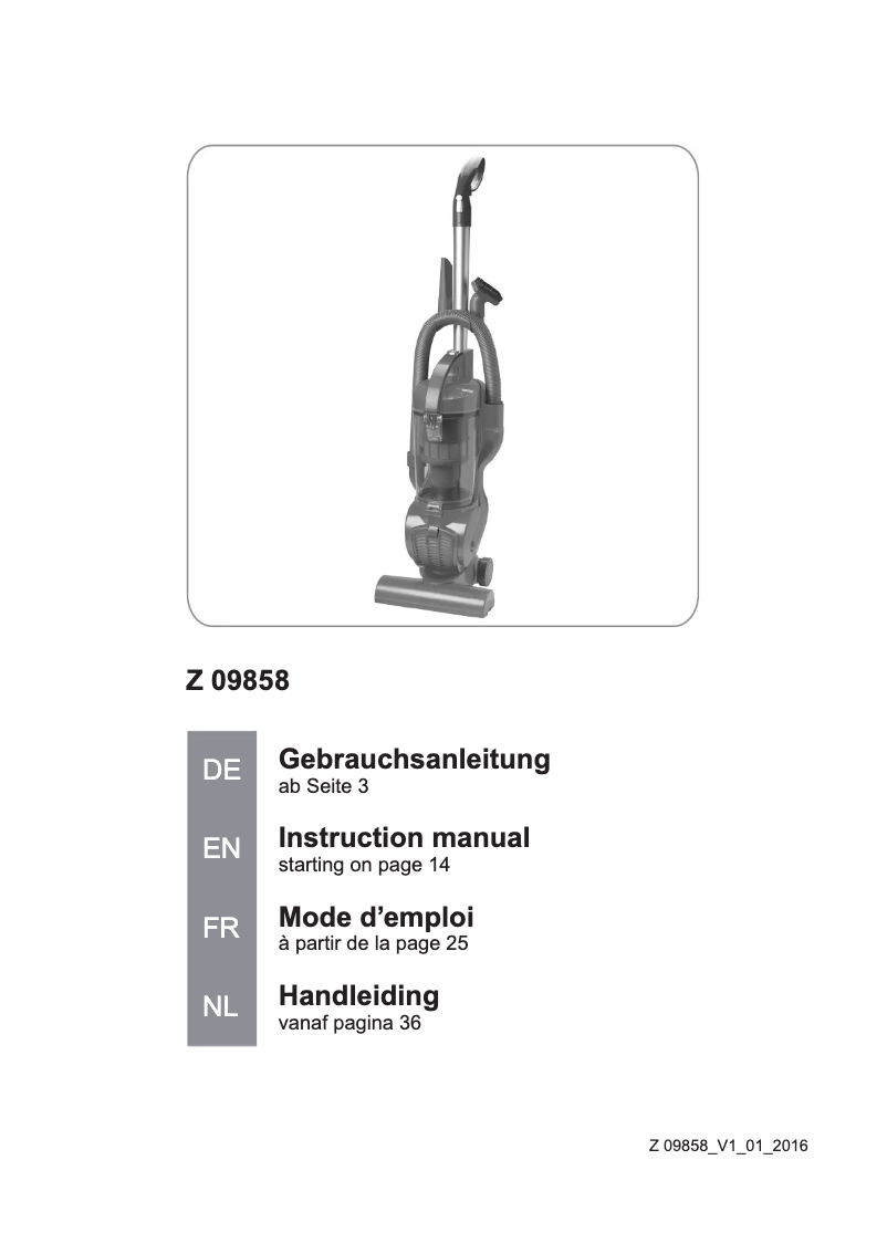 Page 1 de la notice Manuel utilisateur Cleanmaxx Z 09858