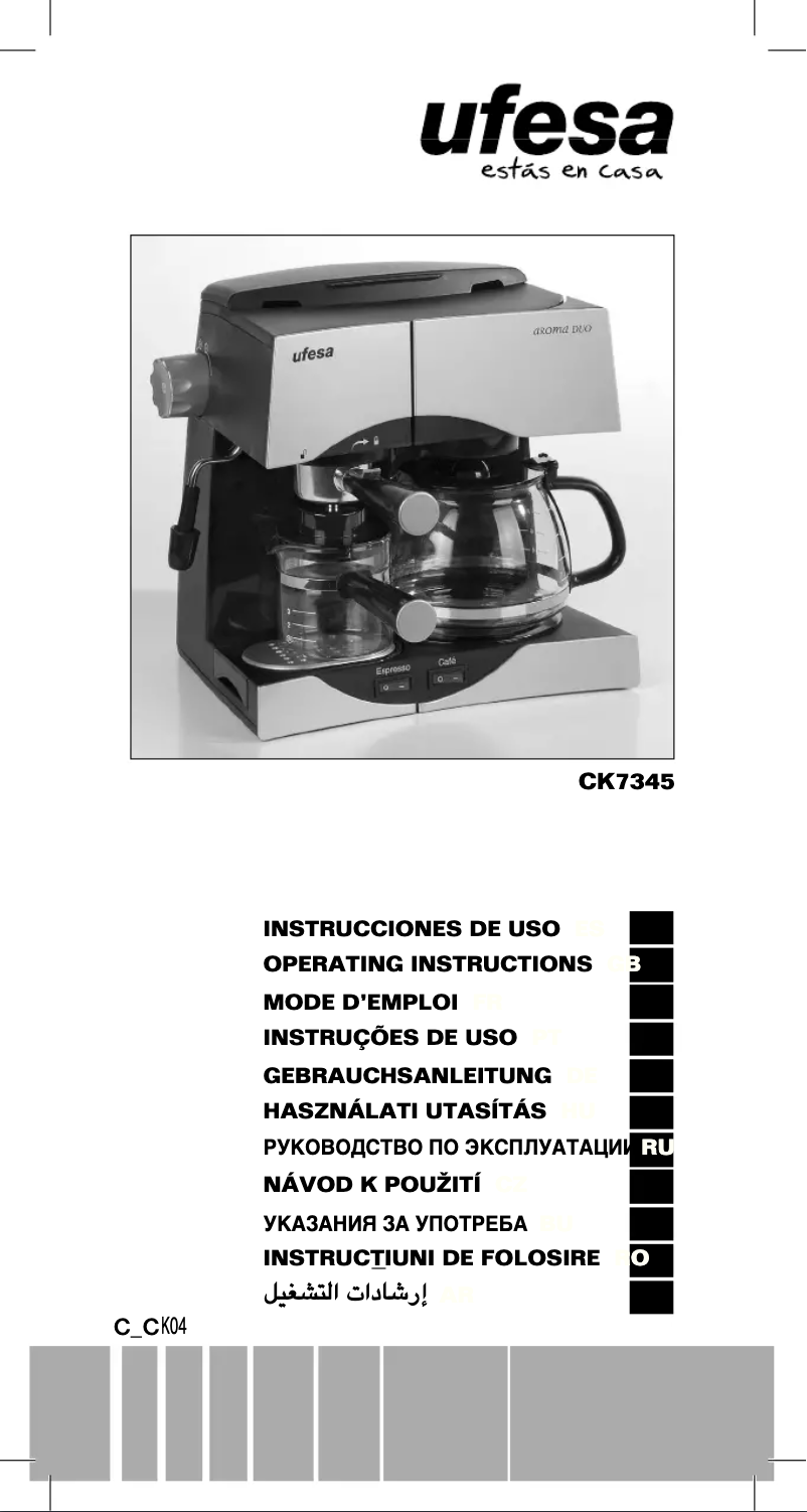 Page 1 of the manual User Manual Ufesa Aroma Duo CK7345