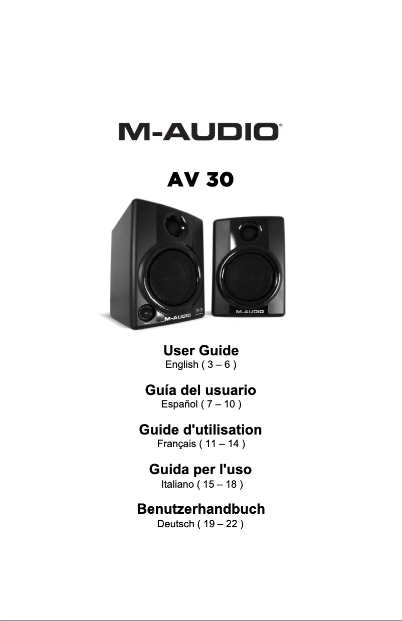 Page n°1 - Manuel utilisateur M-Audio Studiophile AV30