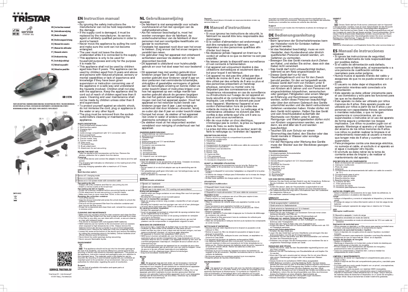 Page 1 de la notice Manuel utilisateur TriStar KR-3178