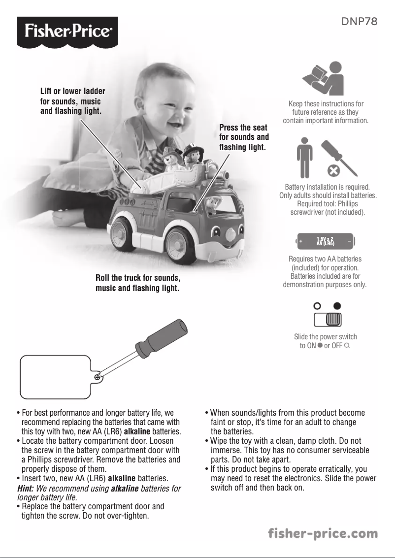 Page 1 de la notice Manuel utilisateur Fisher Price Lift 'n Lower Fire Truck