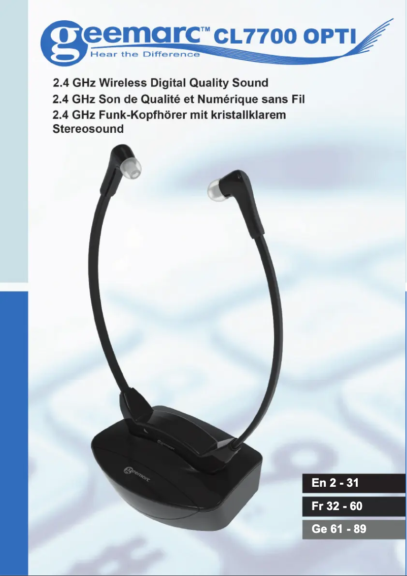 Page 1 de la notice Manuel utilisateur Geemarc CL7700 OPTI