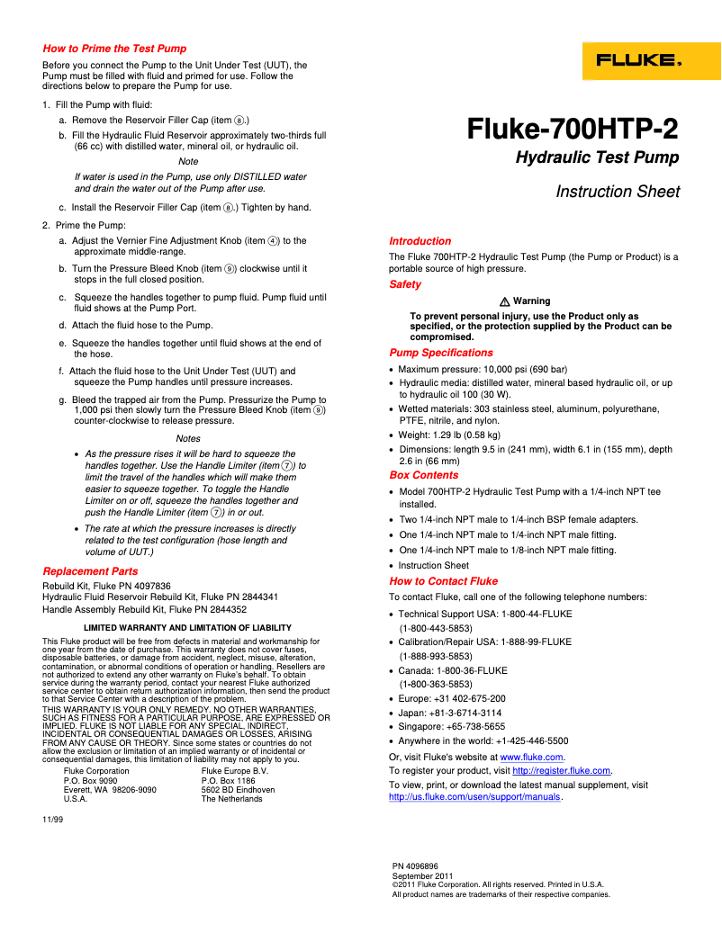 Image de la première page du manuel de l'appareil 700HTP-2