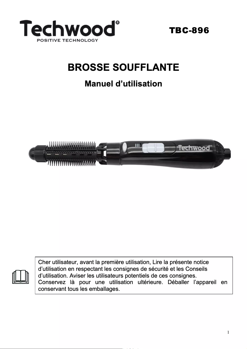 Page 1 de la notice Manuel utilisateur Techwood TBC-896
