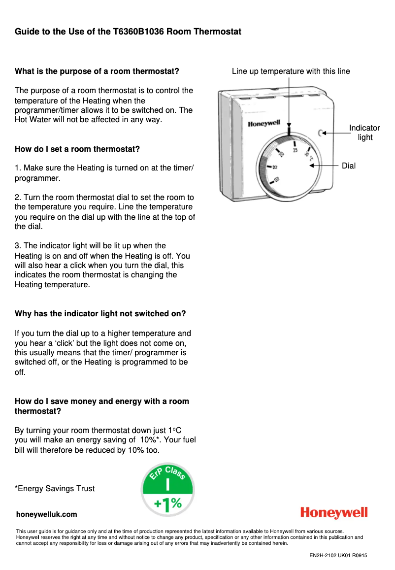 Page n°1 - Manuel utilisateur Honeywell T6360