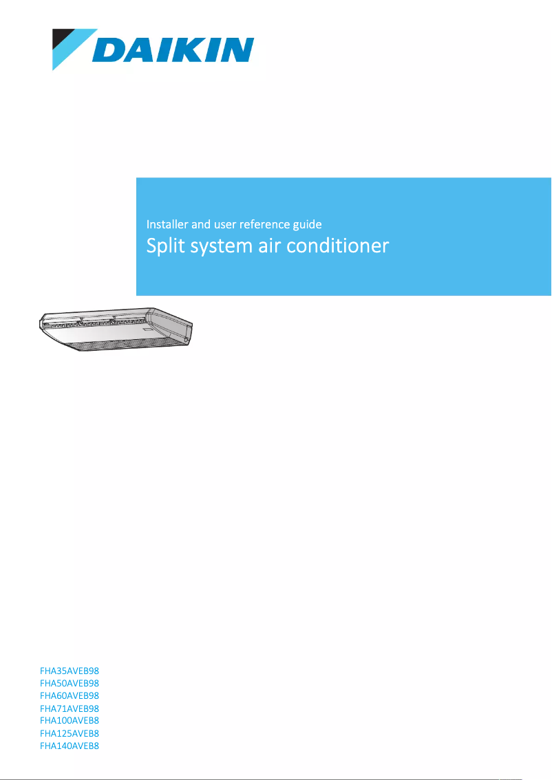 Page 1 de la notice Guide d'installation Daikin FHA50AVEB98