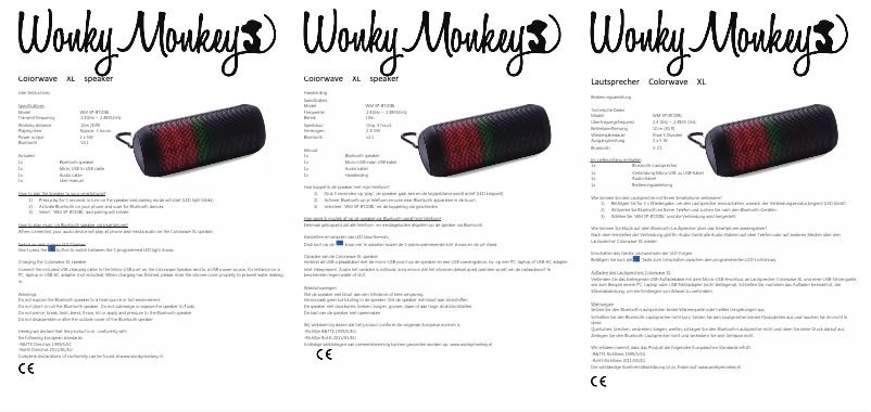 Page n°1 - Manuel utilisateur Wonky Monkey WM SP-BT20BL ColorWave XL