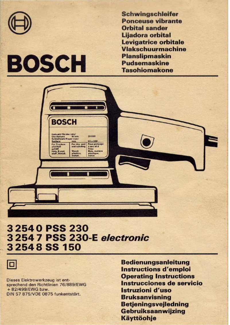 Page n°1 - Manuel utilisateur Bosch PSS 230