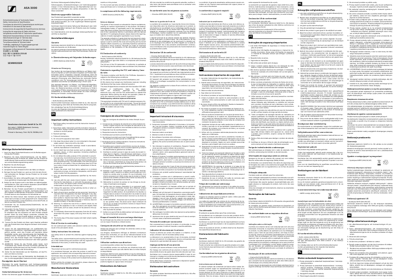 Image de la première page du manuel de l'appareil ASA 3000