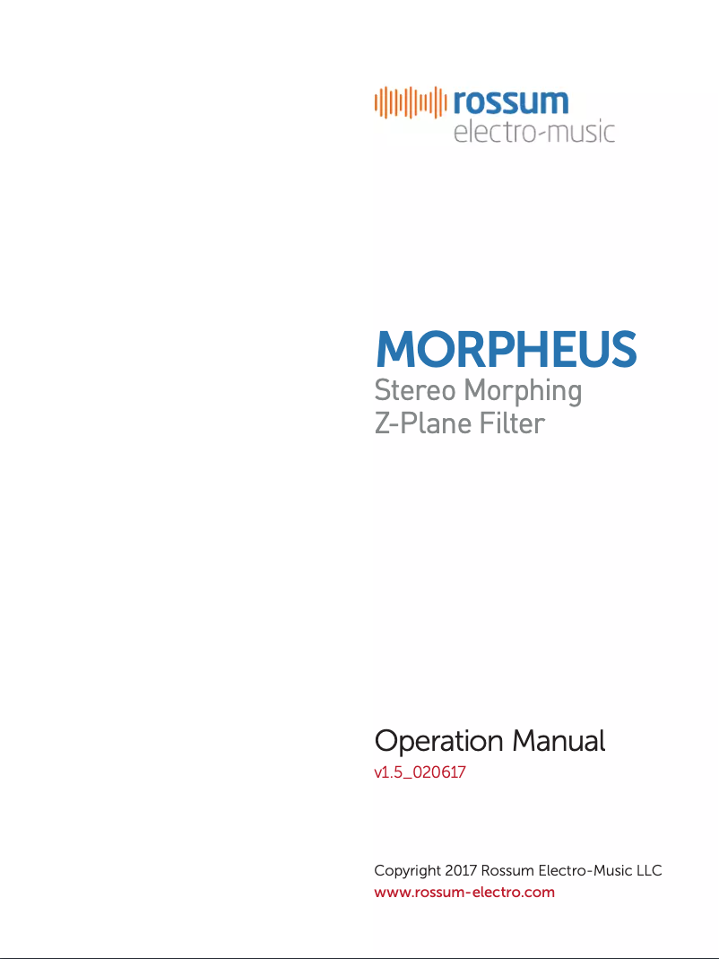 Page 1 de la notice Manuel utilisateur Rossum Electro-Music Morpheus