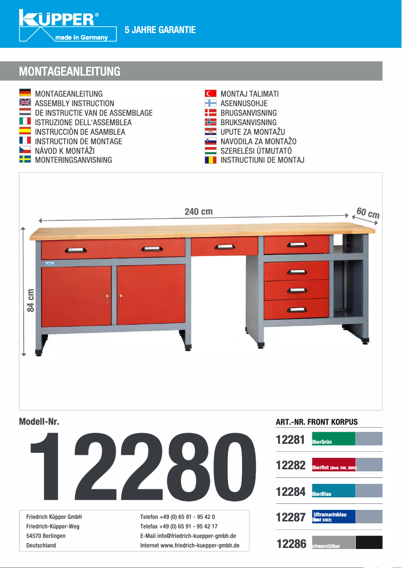 Page 1 de la notice Manuel utilisateur Küpper 12282