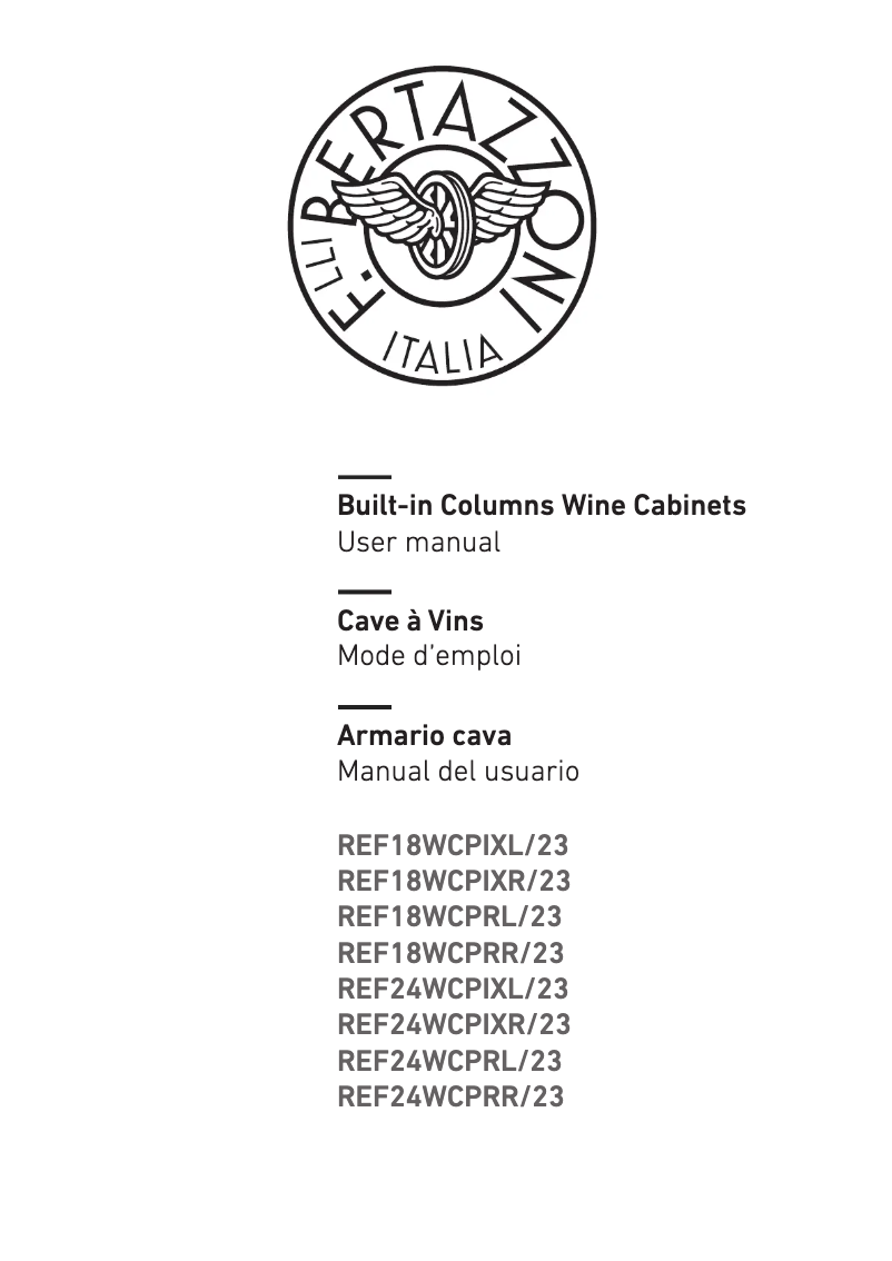 Page 1 de la notice Manuel utilisateur Bertazzoni REF24WCPRR
