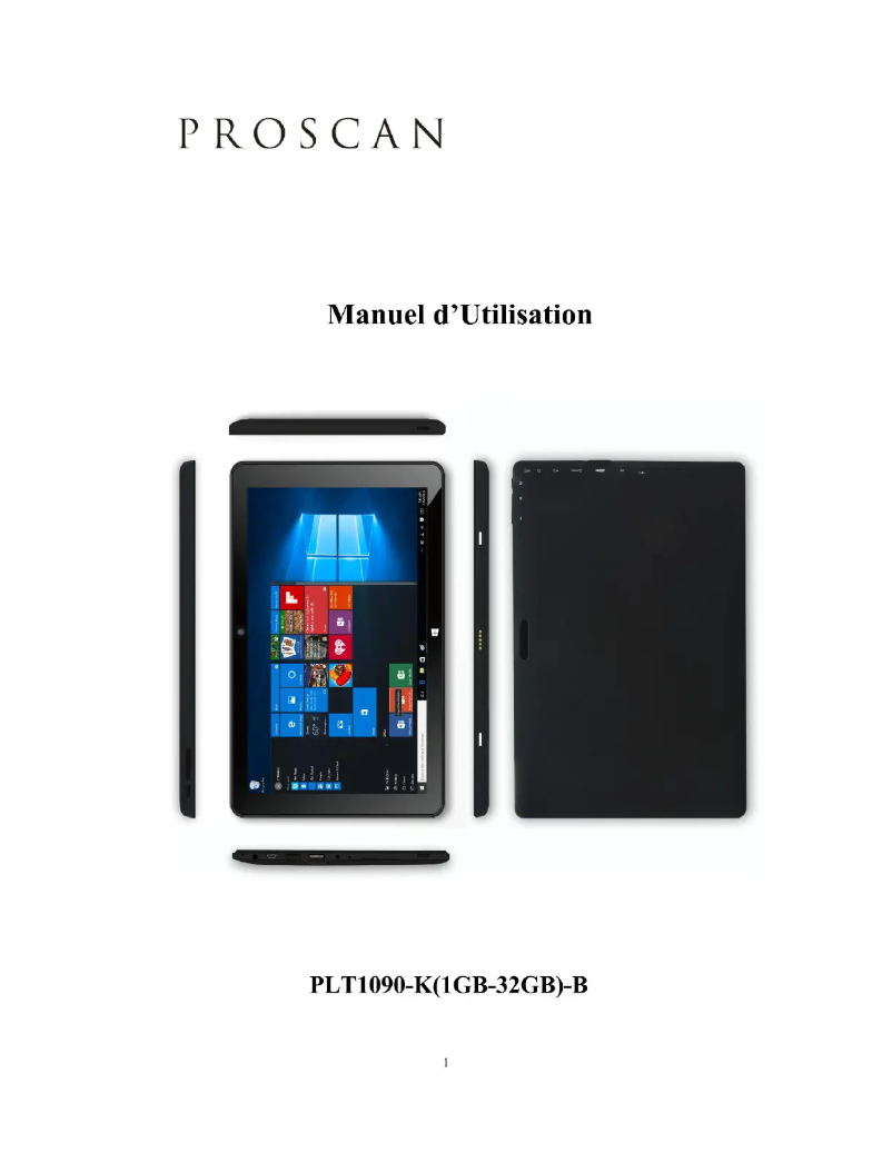 Page n°1 - Manuel utilisateur Proscan PLT1090-K