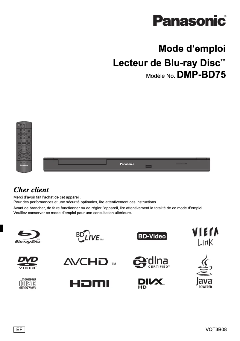 Página 1 del manual Manual de usuario Panasonic DMP-BD75