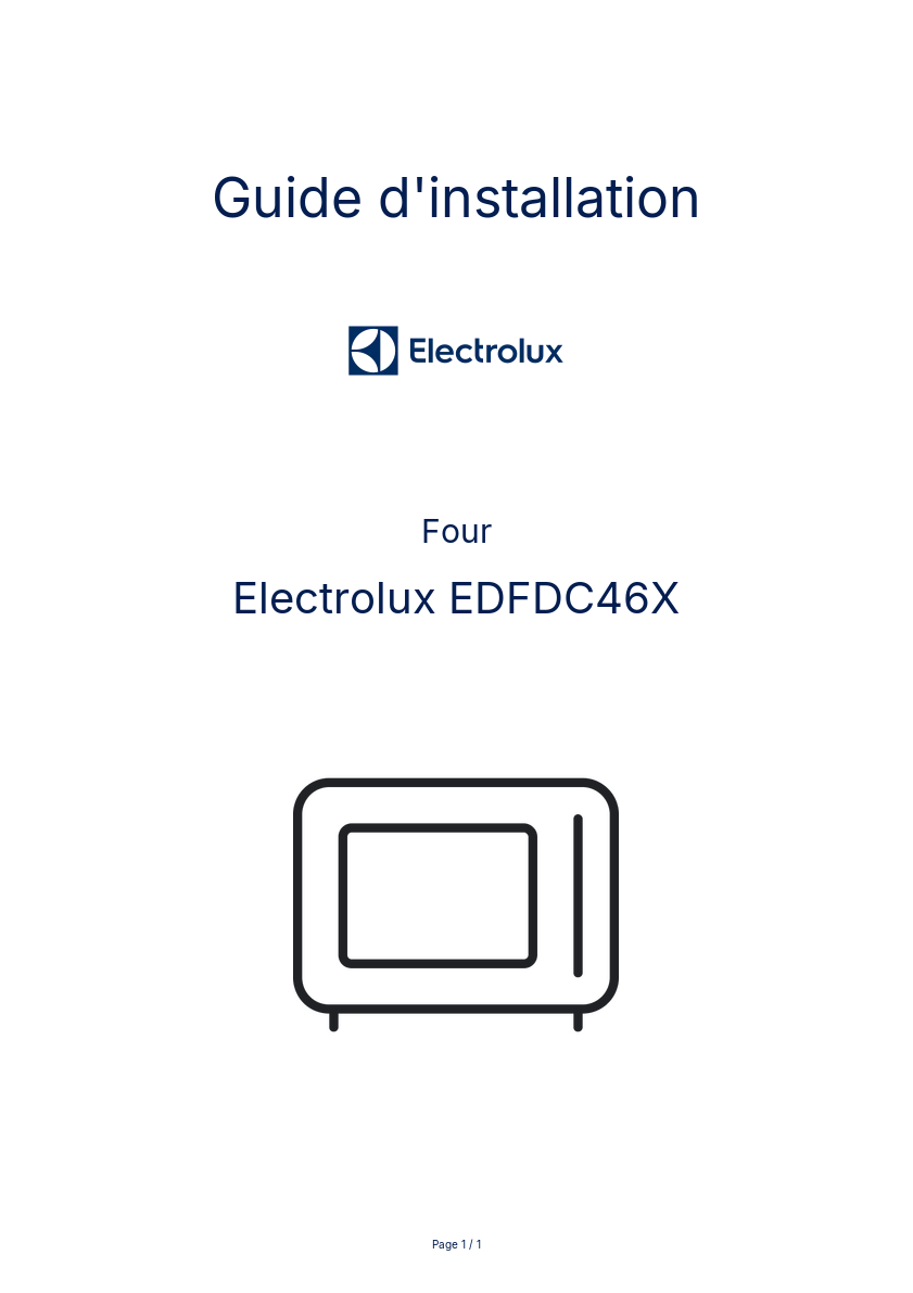 Page n°1 - Guide d'installation Electrolux EDFDC46X