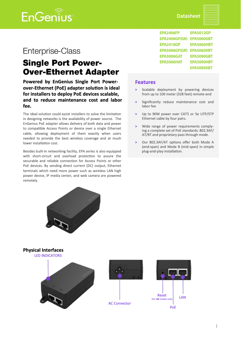 Page n°1 - Manuel utilisateur EnGenius EPA5006GP