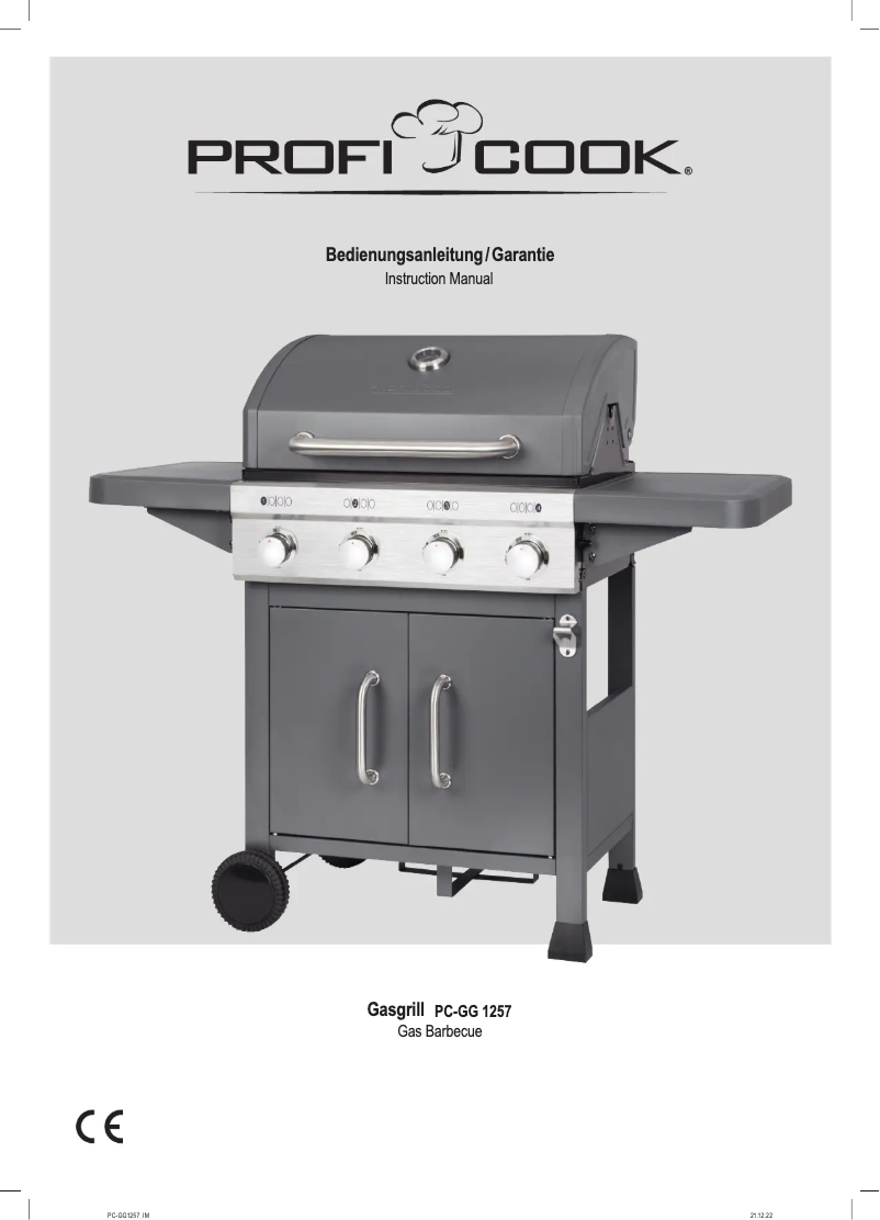 Page 1 de la notice Manuel utilisateur ProfiCook PC-GG 1257