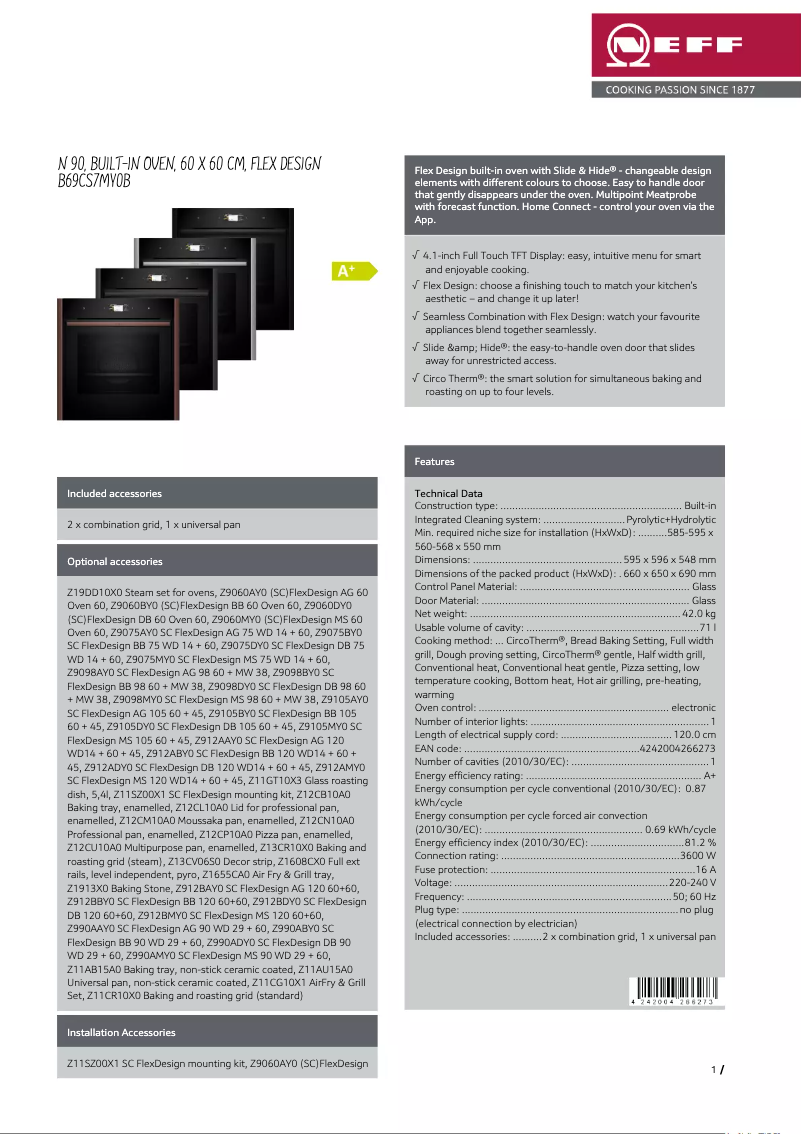 Image de la première page du manuel de l'appareil B69CS7MY0B