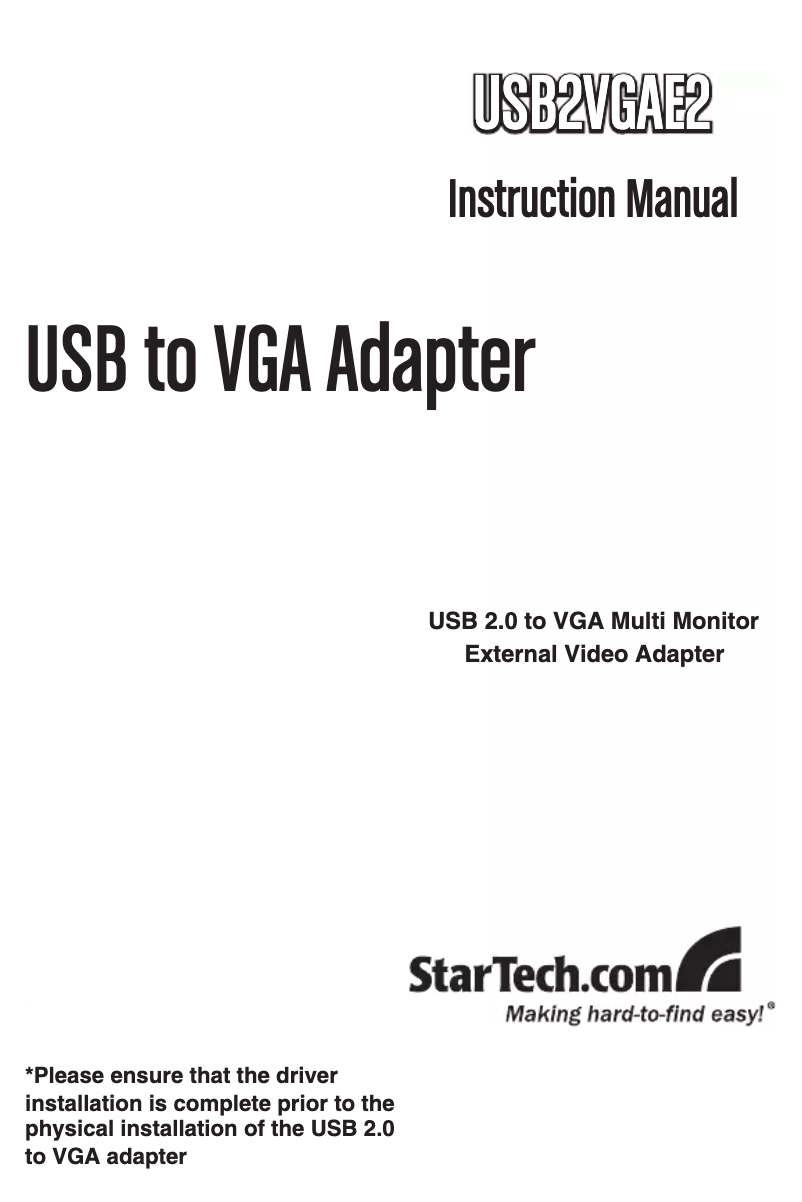 Image de la première page du manuel de l'appareil USB2VGAE2
