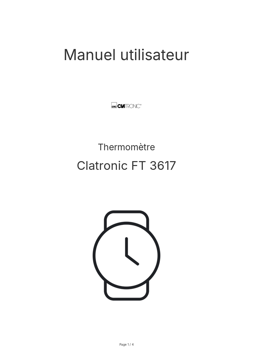 Page n°1 - Manuel utilisateur Clatronic FT 3617