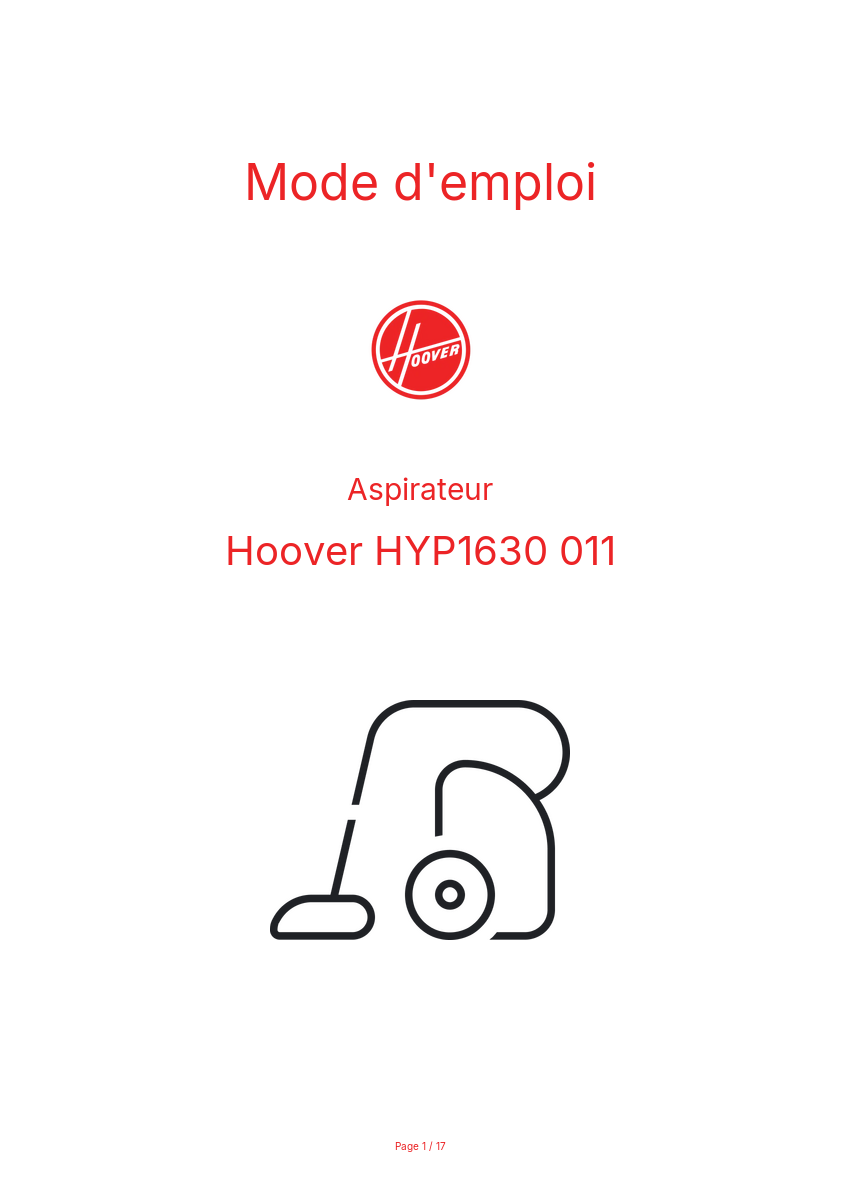 Image de la première page du manuel de l'appareil HYP1630 011