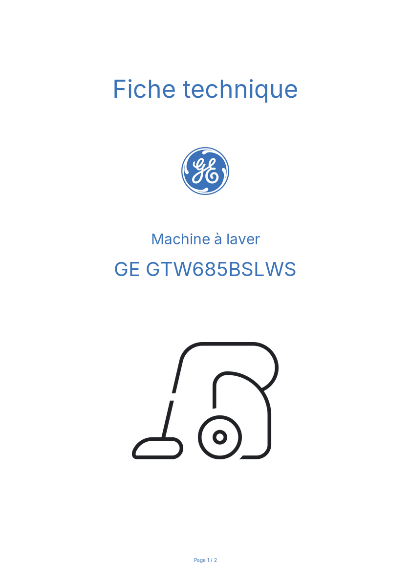 Image de la première page du manuel de l'appareil GTW685BSLWS