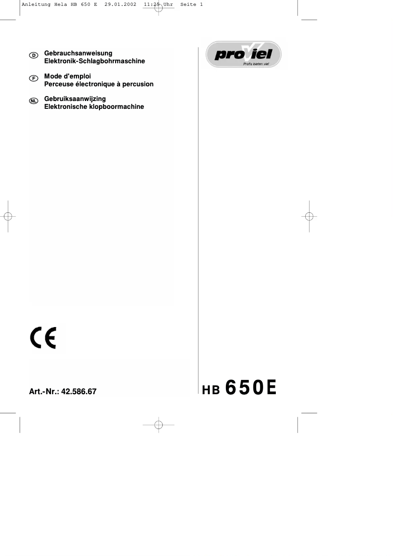 Página 1 del manual Manual de usuario Proviel HB 650 E