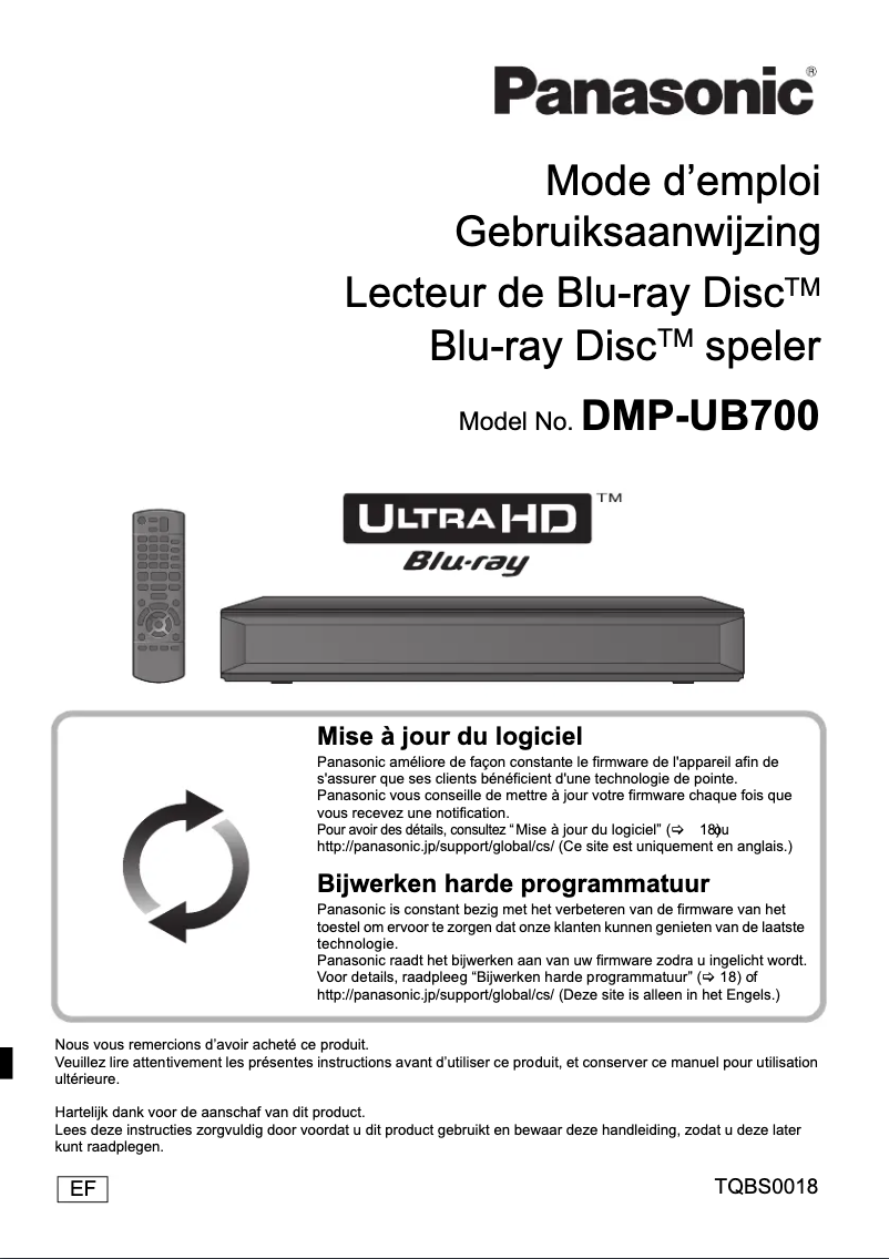 Image de la première page du manuel de l'appareil DMP-UB700