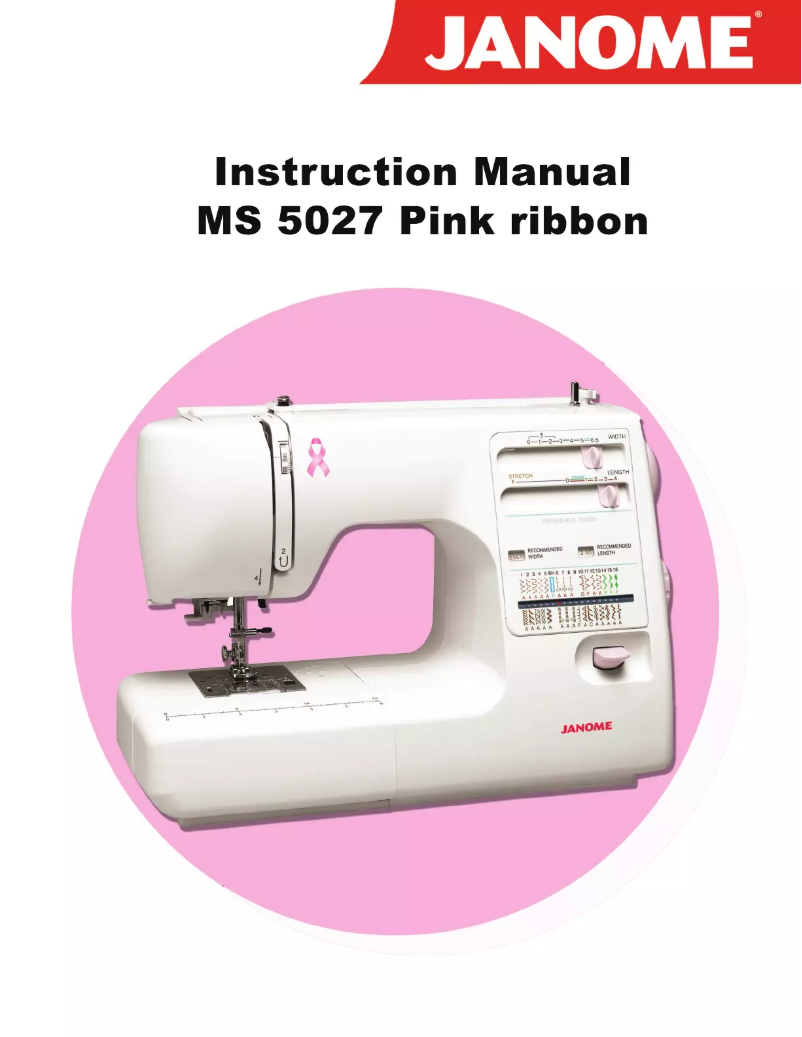 Page 1 de la notice Manuel utilisateur Janome Pink ribbon MS5027