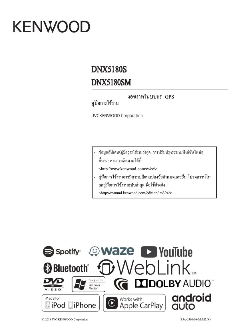 Page n°1 - Manuel utilisateur Kenwood DNX5180SM