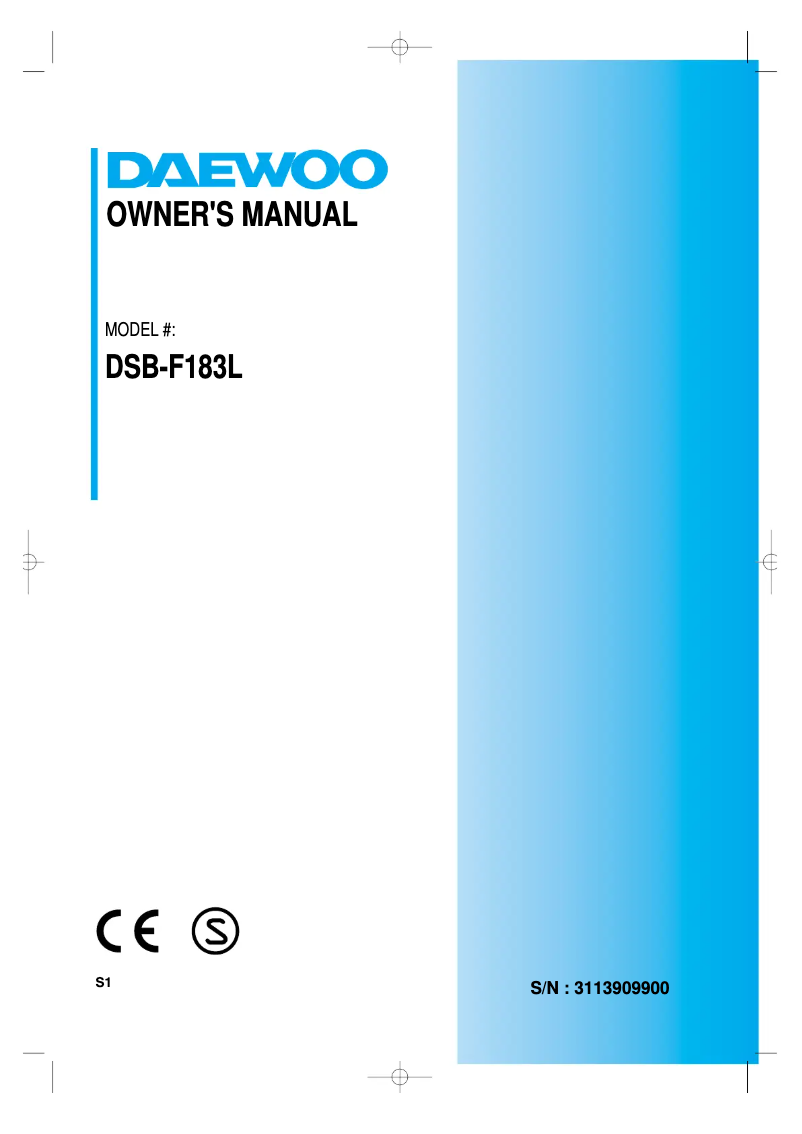 Page 1 de la notice Manuel utilisateur Daewoo DSB-F183L