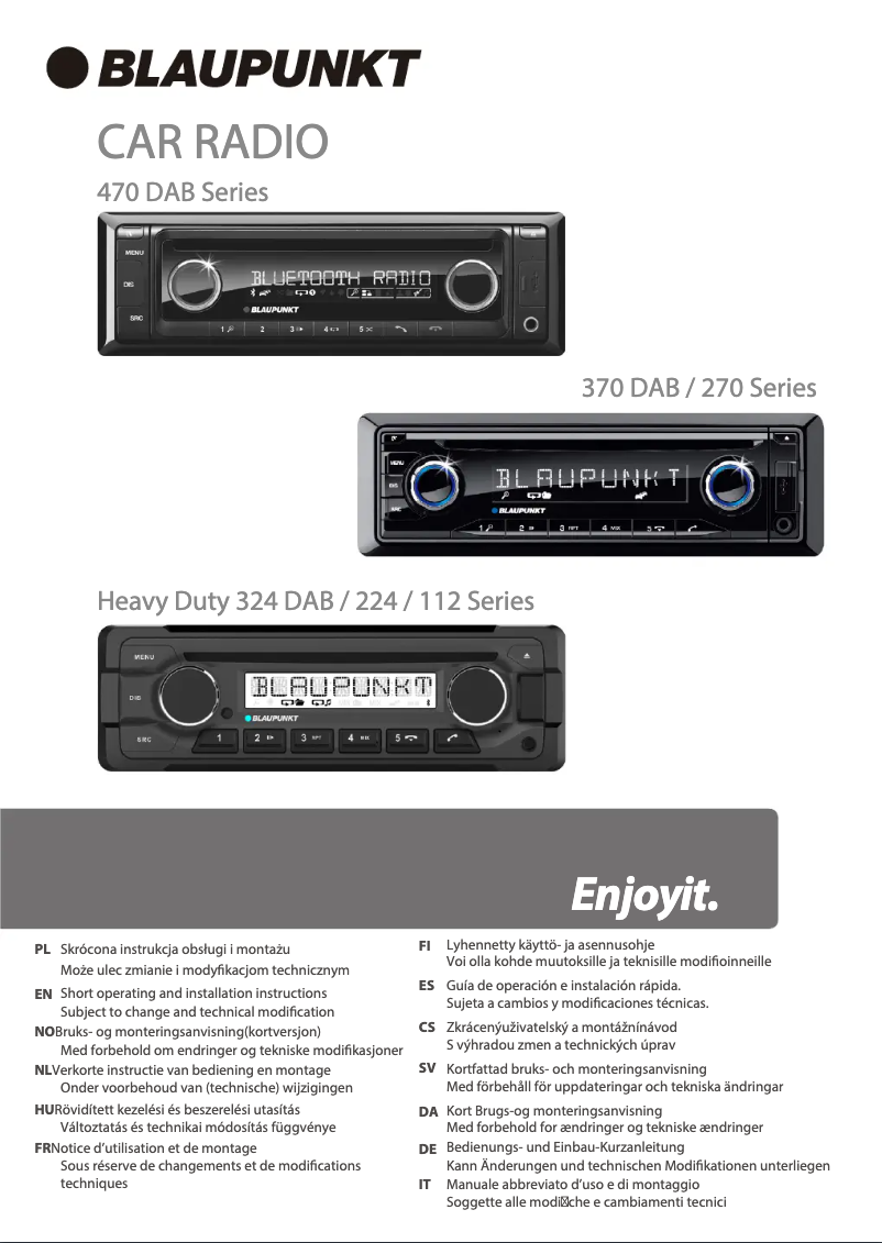 Page 1 de la notice Manuel utilisateur Blaupunkt Skagen 370 DAB BT